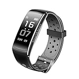 Fitness Tracker Z11 smart bracelet 0.96inch, Real-time Dynamic Heart Rate, Drink Reminders, IP68 Waterproof, Blood Pressure&blood Oxygen Monitoring for IOS and Android Cellphone (Gray & black)