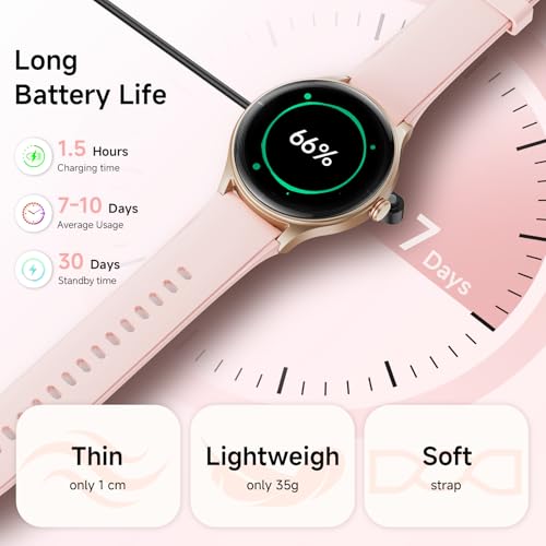 Woneligo Smart Watch for Women,1.57inch AMOLED Touchscreen Fitness Watch for iPhone & Android,Heart Rate/Sp02/Sleep Monitor,110+ Sport Modes IP68 Waterproof Bluetooth Calls,2 Bands (Pink, 1.57)