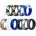 BUSHIBU Silicone Sports Ring - Fashion Durable Comfortable Antibacterial Exercise Rubber Rings Premium Medical Grade Wedding Bands for Men Kids Multicolor Styles 10Pcs