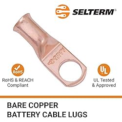 SELTERM 2pcs 6 AWG 5/16" Stud Copper Wire