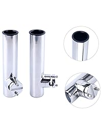 Amarine made 2 Pcs Acero inoxidable Clamp en rieles caña de pescar Soporte para 7 8" a 1"   Menor   Sargento 7744sn 1