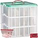 Christmas Plastic Ornament Storage Container / 3 Stackable Snap Together Box Trays - Bundled with Ribbon container & cloth