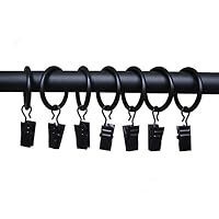 Xin store 40-pack Black Matte Metal Curtain Rings with Clips (1")