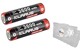 2 Pack Klarus 18GT-36 18650 3600 mAh Li-ion Rechargeable Battery with LightJunction Battery Case