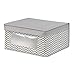 mDesign Medium Fabric Stackable Closet Storage Organizer Box, Front Window/Lid - Bedroom, Office, Mudroom Organization, Hold Clothes, Blankets, Linens, Spira Collection, 4 Pack, Taupe/Natural Chevron