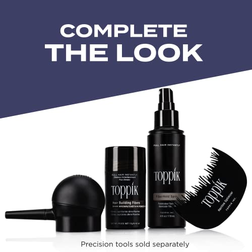 TOPPIK HAIR BUILDING FIBERS, DARK BROWN, 27.5G, FILL IN FINE OR THINNING HAIR, INSTANTLY THICKER, FULLER LOOKING HAIR, 9 SHADES FOR MEN AND WOMEN , 0.97 OZ (PACK OF 1)