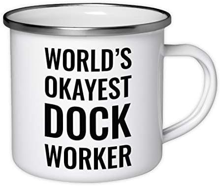 10oz Enamel Mug, World's Okayest Engineer, Enamel Metal Camping Camp Cup Christmas Birthday Present Ideas