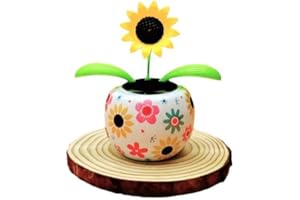 Galyacht Sunflower Solar Dancing Flower Solar Dancing Solar Decoration, Solar Powered Swinging Animated Dancer Office Desk Car Decoration, Yellow