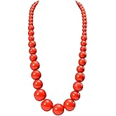 Boho Chunky Large Wooden Beads Necklace Colorful Natural Wood Bib Big Round Beaded Strand Necklaces for Women Ethnic Statement Costume Wedding Jewelry