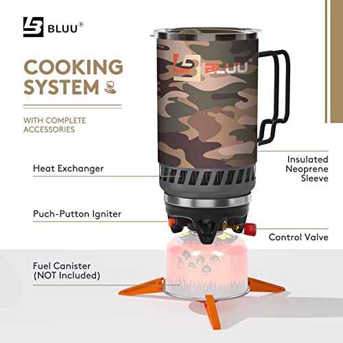 BLUU MOUNT Backpacking Camping Propane Stove, Outdoor Portable Camp Gas