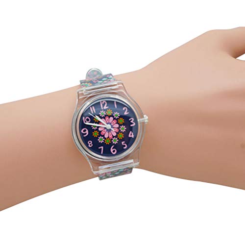 Zeiger Kids Children Girls Women Teen Watch Time Teacher Watch with Silicon Band(Black Small Floral) - Thumbnail 4