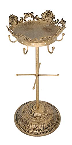Owlgift Metal Crown Shaped Jewelry Tower Necklace Organizer Earrings Hanger Bracelet Display Tree Stand - Bronze