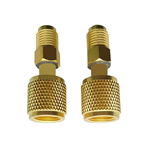 JIANZHENKEJI R410A Adapter | 5/16" Female Quick Couplers x 1/4" Male Flare for Outdoor Units Mini Split & HVAC & Central Air Conditioner System(Pack of 2) (0&deg;)