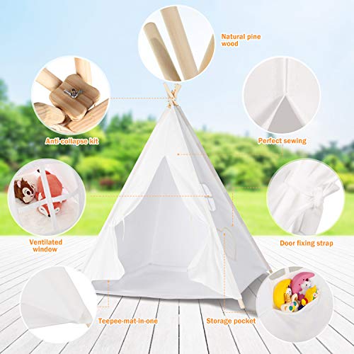 Peradix Tipi Infantil Tienda,con Cojín Cuadrado Carpa Dejuego Tienda India par,Interior / Exterior Tienda Campaña para Niños,Carpa Tipi para Niños Fondo de Fotografía de Juguete
