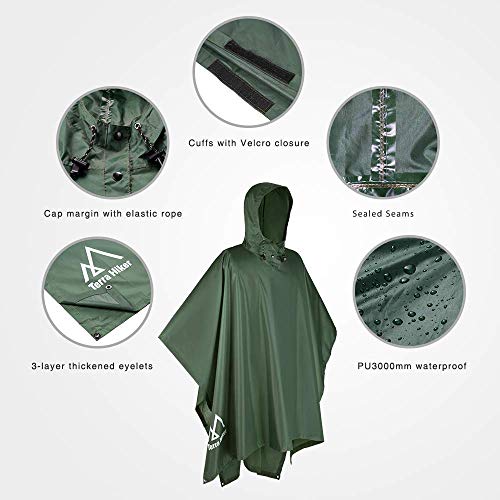 Terra-Hiker-Regenponcho-3-in-1-Multifunktionales-Regencape-zum-Camping-Wandern