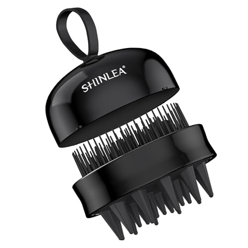 Masajeador Cuero Cabelludo - SHINLEA Masajeador de Cabeza, Cepillo de Pelo de Doble Cara, Cepillo de Silicona Para Limpiar el Cuero Cabelludo Uso en Seco y Mojado, Diseño 2 en 1