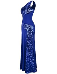 Angel-fashions Maxi vestidos de fiesta sin mangas, con lentejuelas, para mujer