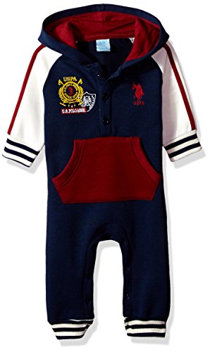 U.s. polo assn. baby boys  fleece romper, 0725-navy, 18m