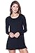 A+D Womens Casual Long Sleeve Jersey Knit Flowy Tunic Dress (Black, Small)