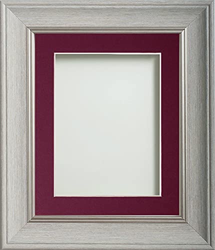 Frame Company Drummond Range Pale Grey 8x6 inch Picture Photo Frame with Plum Mount for Image 7x5 inch * Choice of Sizes* Fitted with Real Glass — image 1