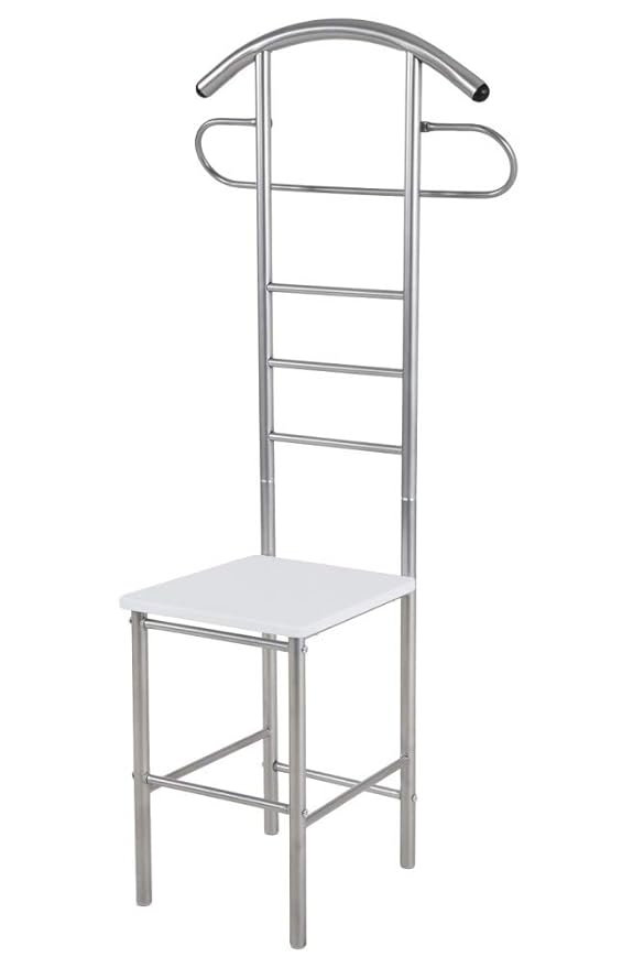 Herrendiener Kleiderständer'Clara' silber/weiß Metall 37x31x121cm Garderobenständer Garderobe Kleideraufbewahrung Kleiderstan