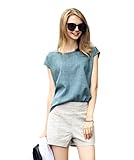 Mansy Women's Casual Linen Shirts Blouse Tops 2Pcs Set