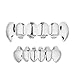Hip Hop Teeth Grillz Top Or Bottom Mouth Teeth Grills Gold Plated Fashion Removable Jewelry Gold Grillz (Silver)
