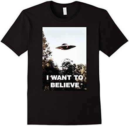 Men's UFO Shirt - I Want To Believe Alien UFO Tee Shirt 2016 XL Black