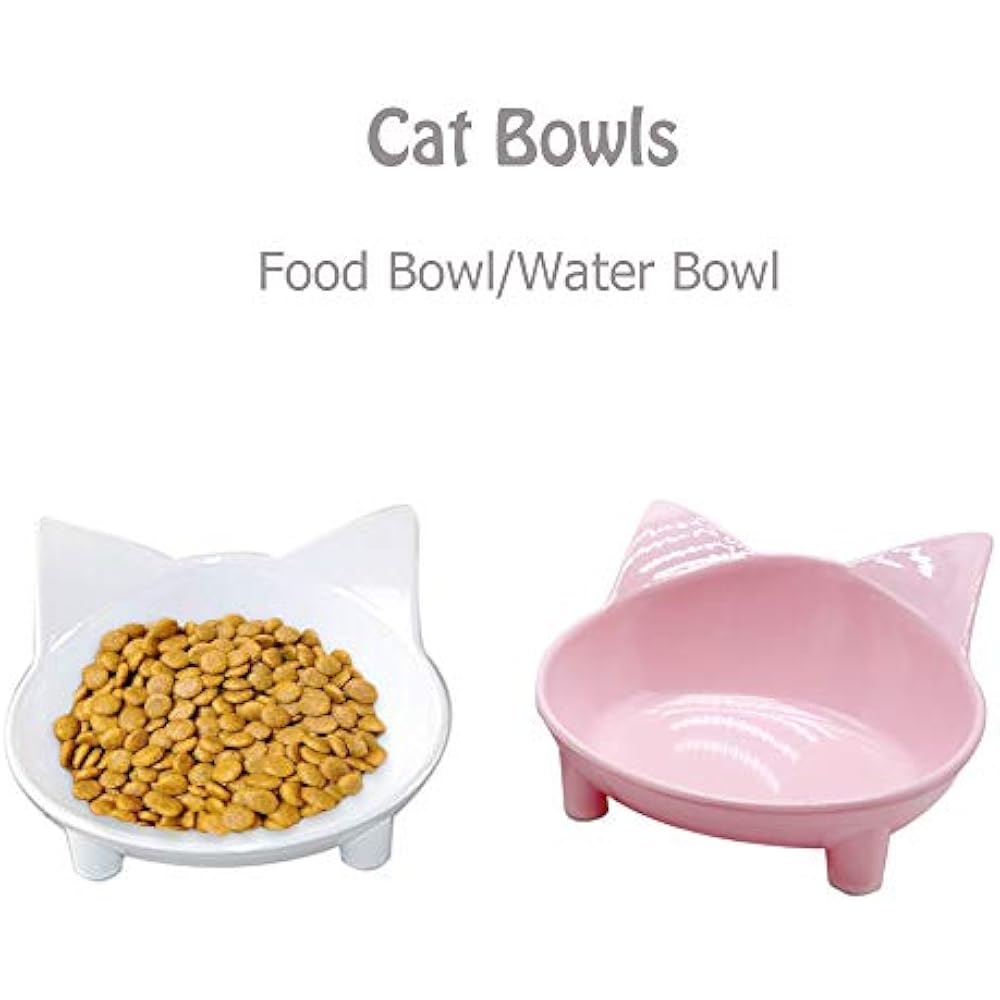 Cat Bowls,Shallow Food Double Wide Dish Non Slip Feeding For Relief Of