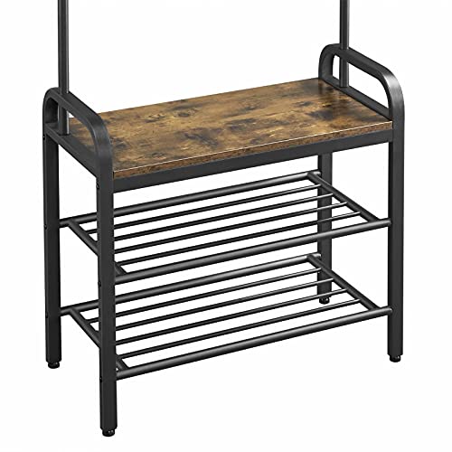 Yaheetech 3in1 Hall Tree Coat Rack Shoe Bench with 23 Hooks, Entryway
