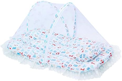 CUTI Folding Mosquito Tent with Mattress Pillow for Baby - Pop Up Toddler Travel Bed Crib Netting for Indoor Outdoor Picnic (Style 1)