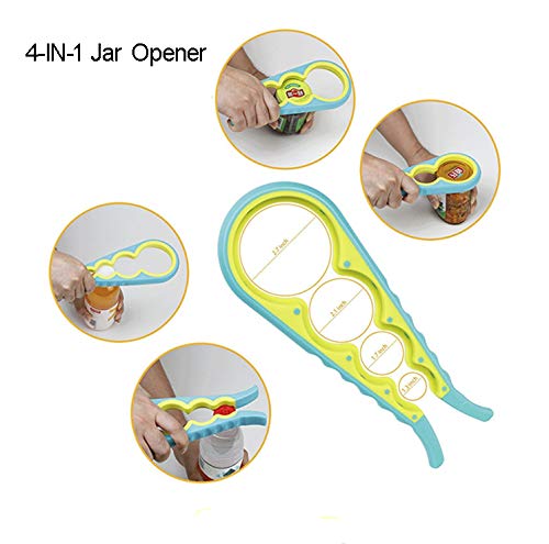 Jar Opener, Bottle Opener, Multi Kitchen Tool for Jelly Jars, Ketchup Bottle, Wine, Beer and other, Rubber Jar Opener Easy to Use (2 Pack Blue-Green) - Thumbnail 3
