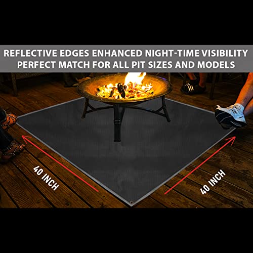 Black 40X40 Inch Fire Proof Mat for Under Fire Pit. 3 Layers Double