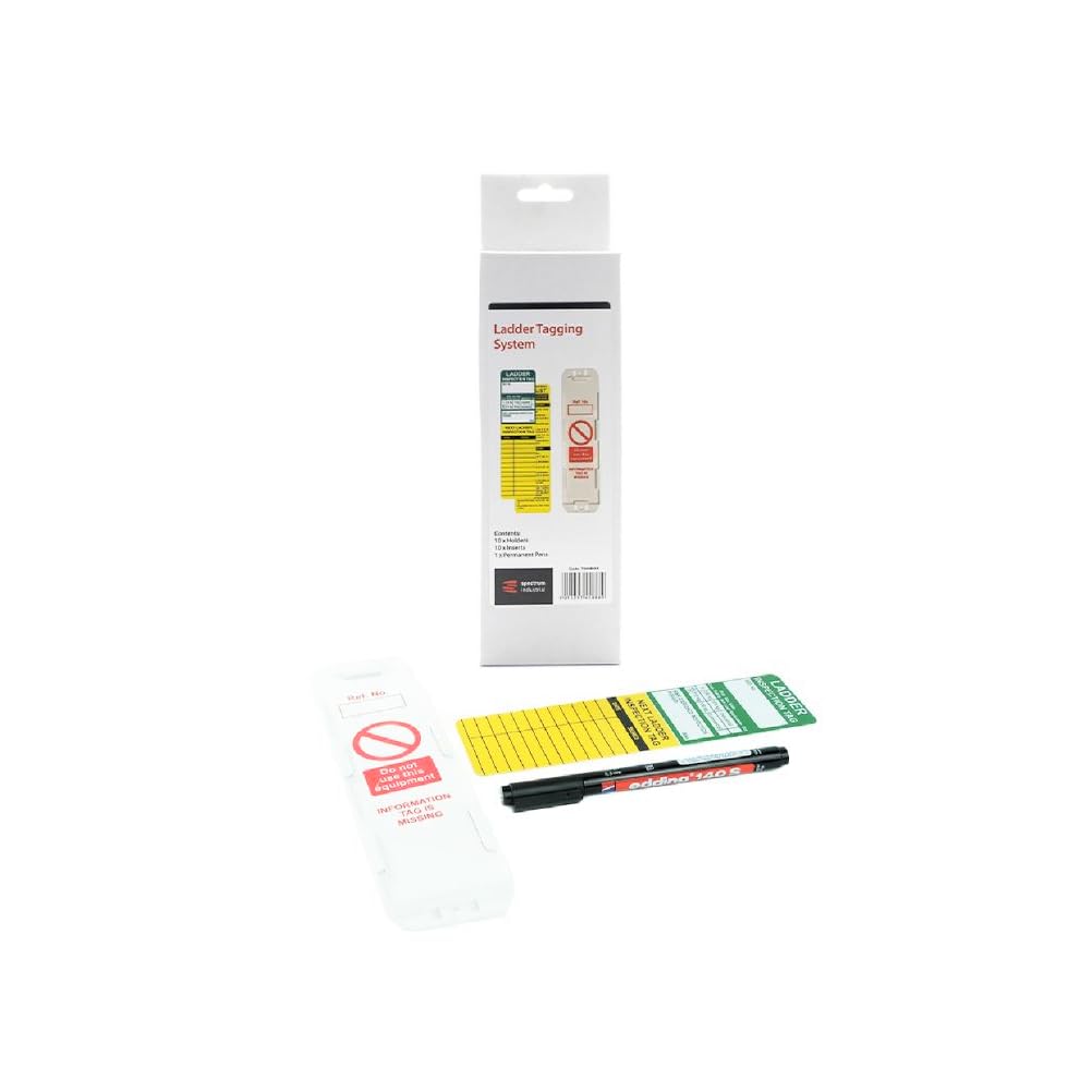 Ladder Inspection Tagging Kit Contains 10 x Holders - 10 x Polypropylene Inserts - 1 x Pen