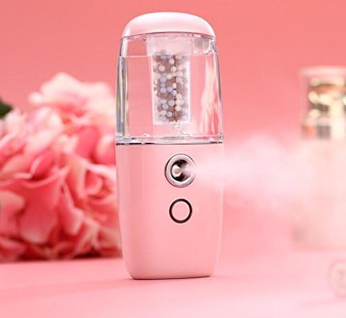 CHUHUAYUAN Mini Portable Facial Steamer Handy Facial Mister Cool Car Misters for Essential Oils Car Aromatherapy Diffuser Oil Rechargeable (Pink)