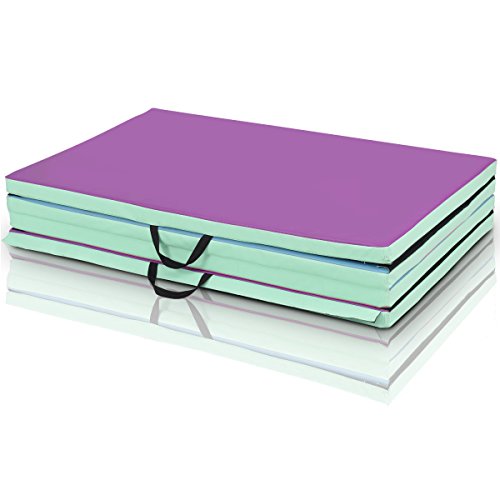 image for Giantex 4'x8'x2 Gymnastics Mat Folding PU Panel Gym Fitness Exercise C