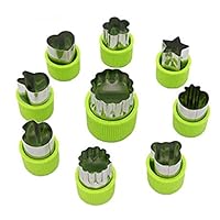 Wendingstan Vegetable Cutter Shapes Set,Mini Pie,Fruit and Cookie Stamps Mold,Cookie Cutter Decorative Food,for Kids Baking and Food Supplement Tools Accessories Crafts for Kitchen,Green,9 Pcs
