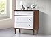 Baxton Furniture Studios Harlow Mid-Century Wood 3 Drawer Chest, Medium, White and Walnut