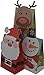 24 Christmas Party Favor Bags,Great for Toy and Cookies Santa, Reindeer & Snowman Designs, Eight of Each Design, for Holiday, Birthday, Small Gifts & trinkets, die-Cut Xmas Designs for Kids & Adults