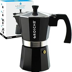GROSCHE Charcoal Milano Stovetop Espresso Maker, 6