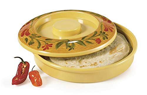 G.E.T. TS-800-VN-EC Venetian 7.75" Tortilla Server with Lid, Break Resistant Dishwasher Safe Melamine Plastic, Viva Mexico Collection (Pack of 4)
