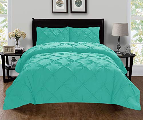 Elegant Comfort Luxuriöses, superweiches, gemütlichstes Bettwäsche-Set mit Fadenzahl 1500, ägyptische Qualität, 2-teiliges Biesen-Design, knitterfrei, Twin/Twin XL, Türkis