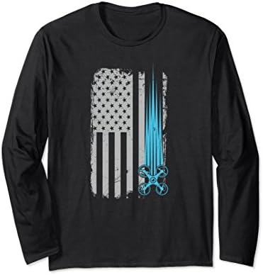 Unisex Drone T Shirt Distressed American Flag Drone Racing Medium Black