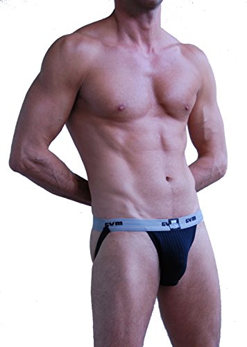 GYM 1" Waistband Swim/Run Jockstrap (XX-Large, Black)