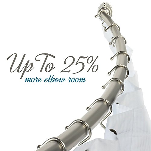 Bennington Curved Shower Curtain Rod Wall Mounted Adjustable 38"- 63", Brushed Nickel Finish