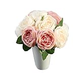 Iuhan Fashion Artificial Rose Silk Flowers 5 Flower Head Leaf Garden Decor DIY