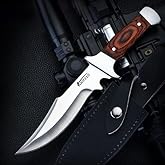 Omesio Fixed Blade Knives with Sheath Hunting Knife Bushcraft Knives Skinning Knife Deer Hunting Knives, Full Tang Big Campin