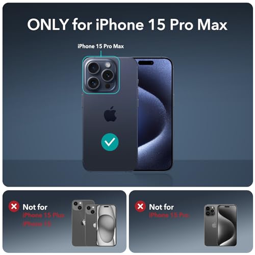 ESR Armorite Screen Protectors for iPhone 15 Pro Max, Ultra-Resistant Tempered Glass, Adjustable, 3 Pack with 3 Set of Individual Camera Lens Protectors
