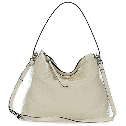 Gianni Chiarini Italian Made Beige Pebbled Leather Slouchy Hobo Bag