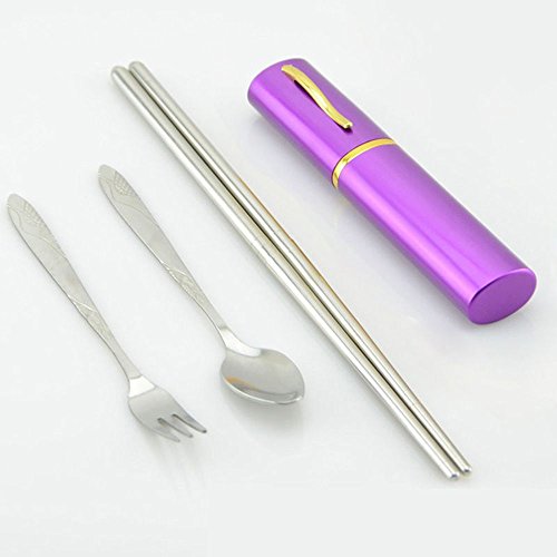 Ligntean Kitchen Portable Folded Tableware Cutlery Set Stainless Steel Spoon Fork Chopstick